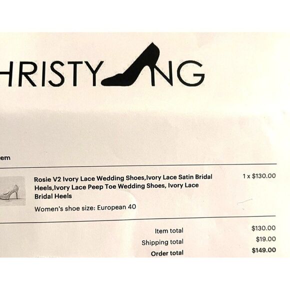 Christy‎ Ing Rosie V2 Lace Ivory Wedding Satin Bridal Lace Peep Toe 10 Heel - Picture 9 of 10